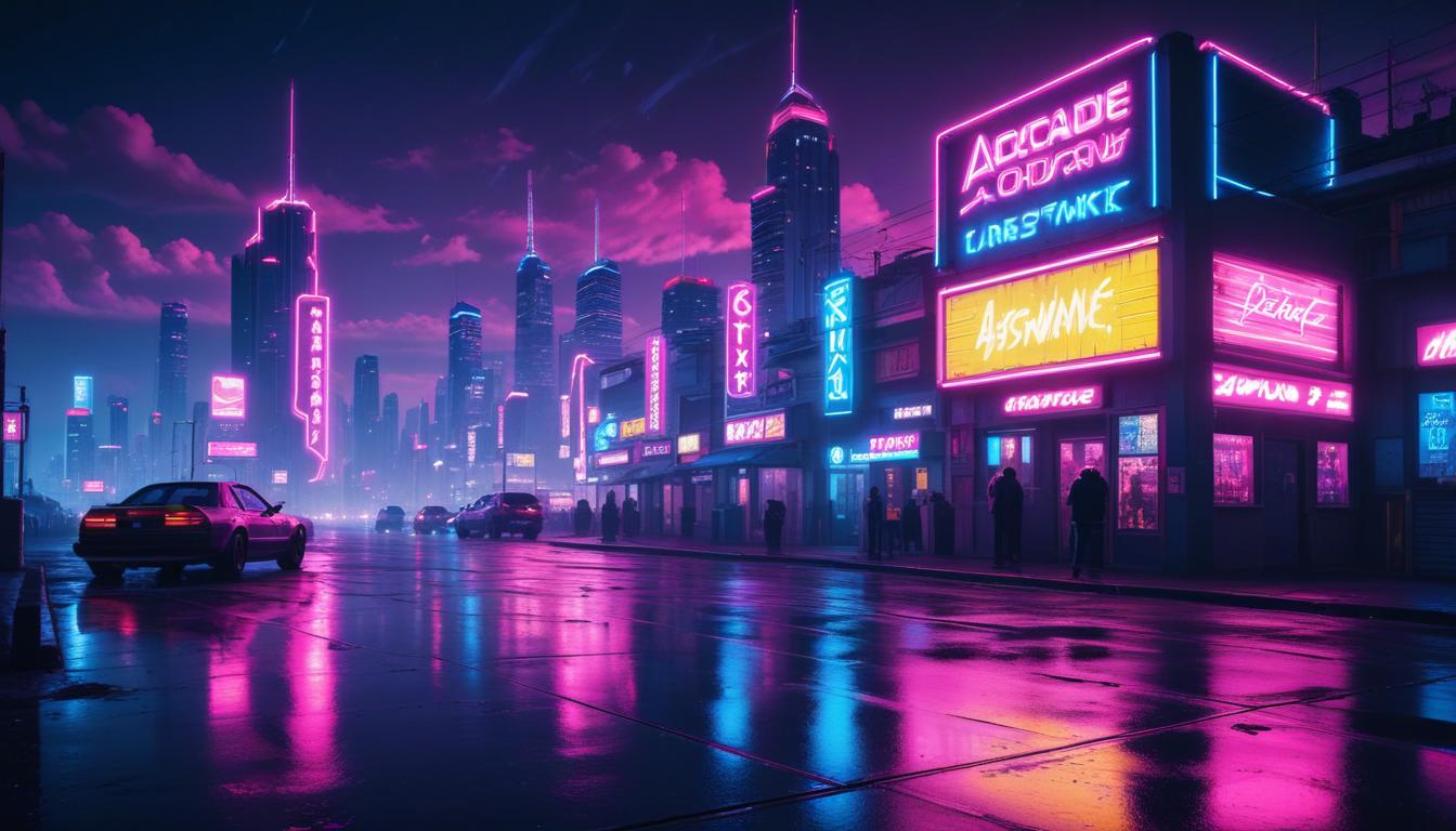 Abstract neon grid with synthwave aesthetics